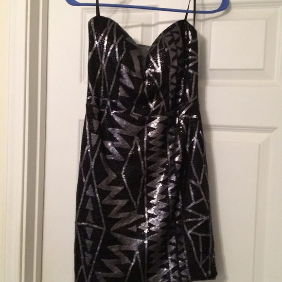 Deb Dresses & Skirts - Black and silver sequins strapless mini dress